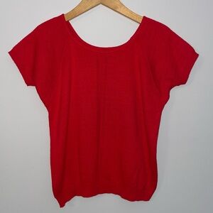 LL Bean Sweater Women XL Red Pullover Scoop Neck 80’s USA vtg